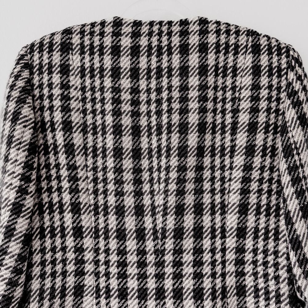 Vintage 90s Dana Buchman Wool Coat Houndstooth Designer Long Jacket Petite NWOT - Picture 3 of 15
